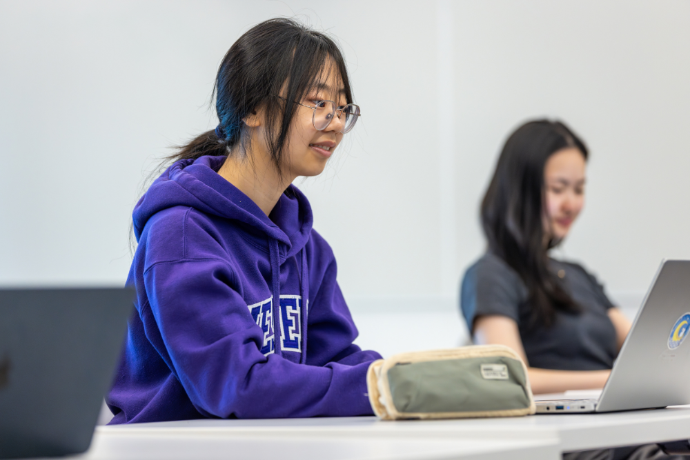A student on their laptop