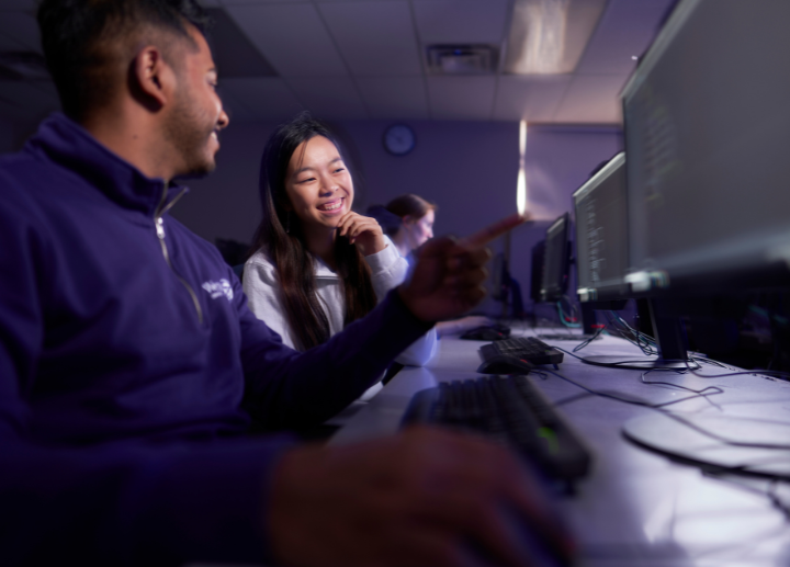 Student sitting at a computer